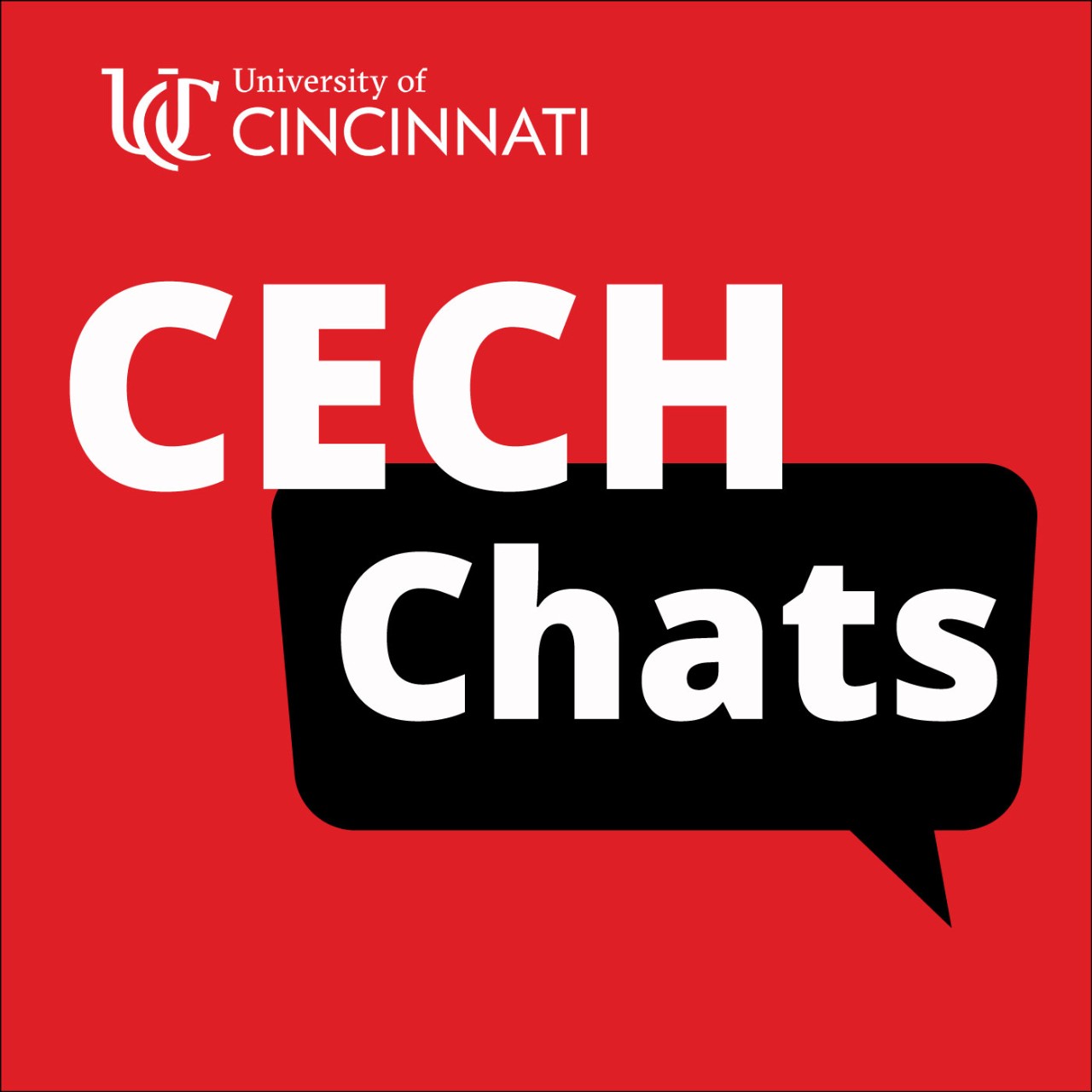 red square with UC logo and the text CECH Chats