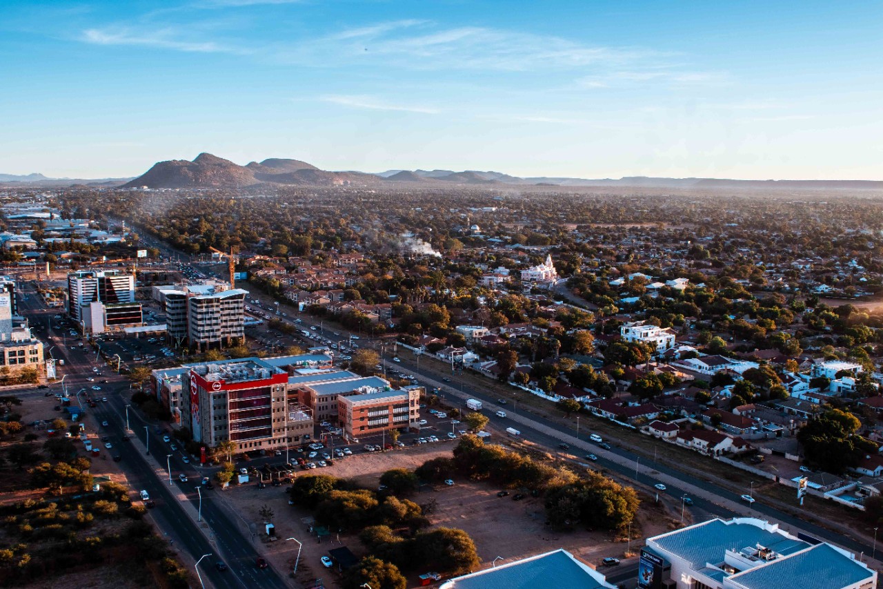 The Central Business District in Gaborone, the capital city of Botswana.